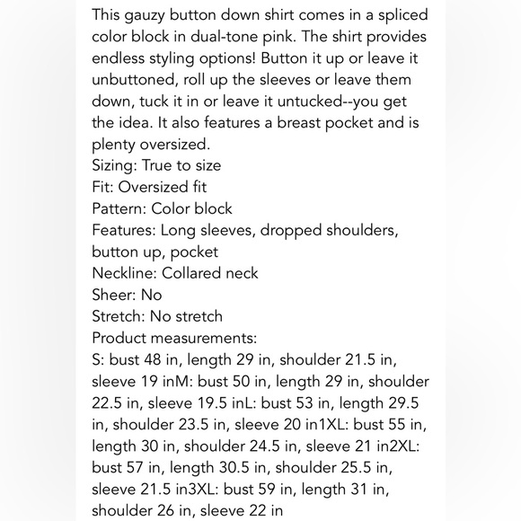 AMOLI Pinky Promise Color Block Button Down Shirt NWT Size 3X - Picture 7 of 8